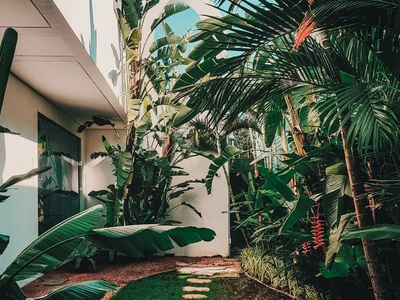 A garden walkway winding through the formal grounds